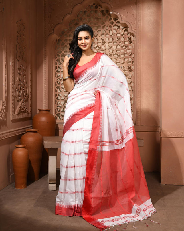 dB DESH BIDESH Women`s Pure Soft Spun Cotton Lichi Silk Saree For Women Jharna Rekha Latest, New Woven Design Unstitch Blouse Piece | Saree for woman