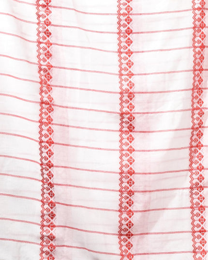 dB DESH BIDESH Women`s Cotton Saree For Woman Red White Diamond Grid Woven Pure Cotton Soft Tant Saree Traditional Bengal Border & Tassels With Blouse Piece