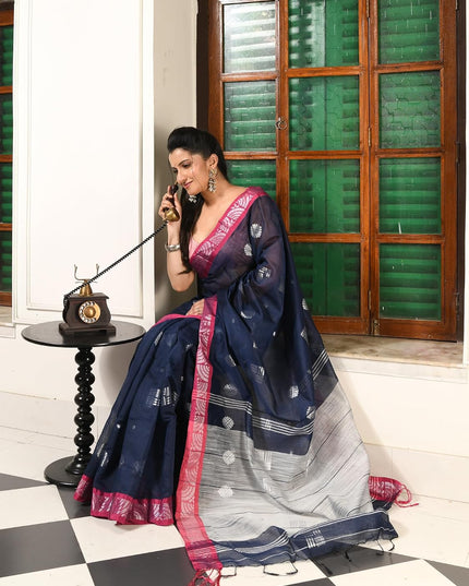 dB DESH BIDESH Women`s Cotton Silk Saree with Copper Zari Woven Mayurpankhi Design Soft Kanjivaram Cotton Silk Saree With Blouse Piece | Sari for women