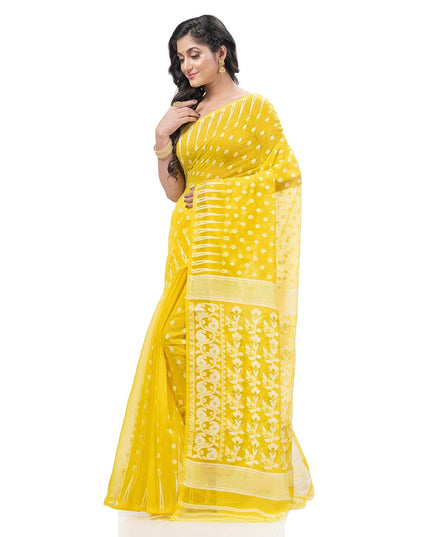 Resham Dhakai Jamdani Bengal Pure Cotton Handloom Saree Diamond Queen Design