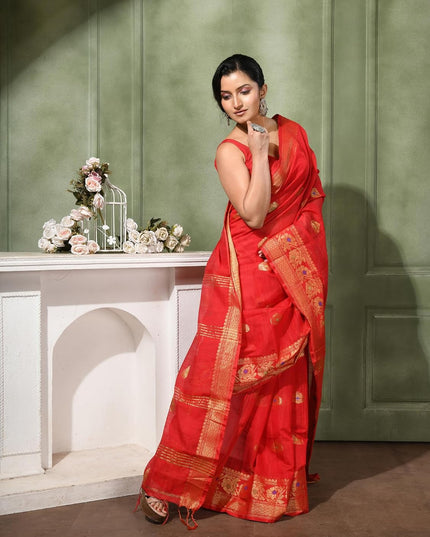 dB DESH BIDESH Women`s Pure Soft Silk Kanjivaram Kanchipuram Silk Saree With Varnikha Party, Wear Design With Blouse Piece For Wedding