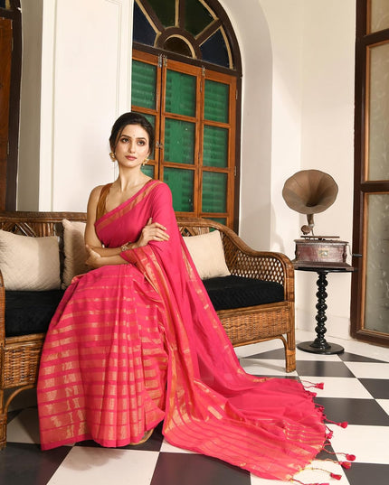 dB DESH BIDESH Women`s Silk Party, Wear Saree for woman latest, design Raatrani Fancy Style Soft Cotton Silk Gold Zari Sarees With Blouse Piece | Women Saree
