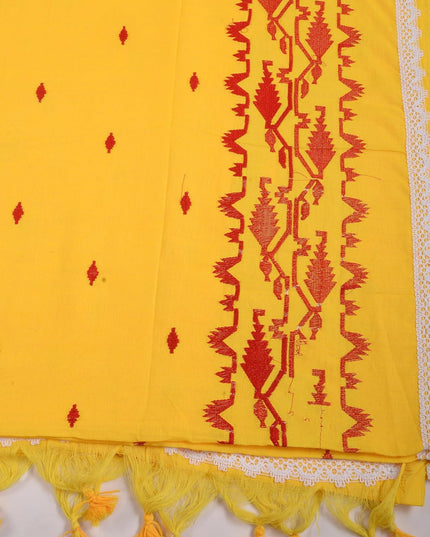 dB DESH BIDESH Women`s Cotton Saree For Woman Pallavika Embroidery Saree Design Soft Cotton Silk Fancy Lace Border Saree with Blouse