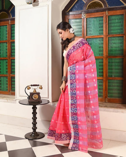 dB DESH BIDESH Women`s Treditional Tant Sarees For Women Pushpadhara Latest, sarees Design Cotton Saree For Woman Bengali Cotton Handloom Sari For Women Without Blouse Piece