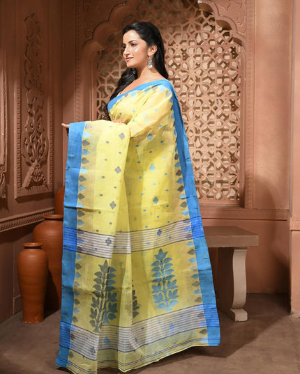 dB DESH BIDESH Women Traditional Bengal Handloom Cotton Tant Saree For Women Forest Design Border | Pure Cotton Saree For Woman Latest, Design Sarees For Women Without Blouse Piece