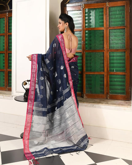 dB DESH BIDESH Women`s Cotton Silk Saree with Copper Zari Woven Mayurpankhi Design Soft Kanjivaram Cotton Silk Saree With Blouse Piece | Sari for women