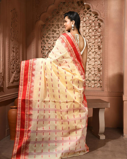 dB DESH BIDESH Women Traditional Pure Handloom Tant Cotton saree for woman KolkaMandir Latest, Design Without Blouse Piece