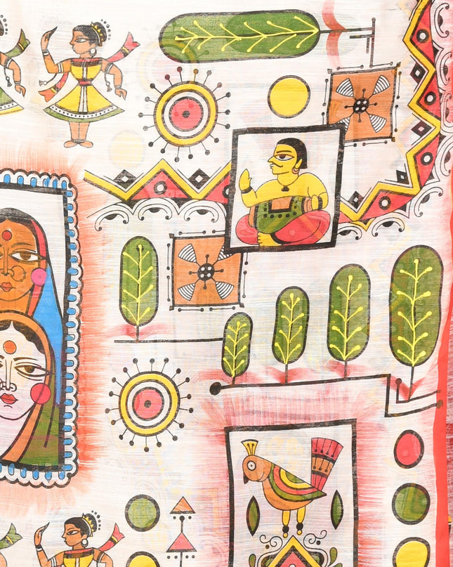 dB DESH BIDESH Women`s Saree for Woman Cotton Saree Folk Tribal Hand Printed Soft Cotton Silk Women Sarees without Blouse Piece