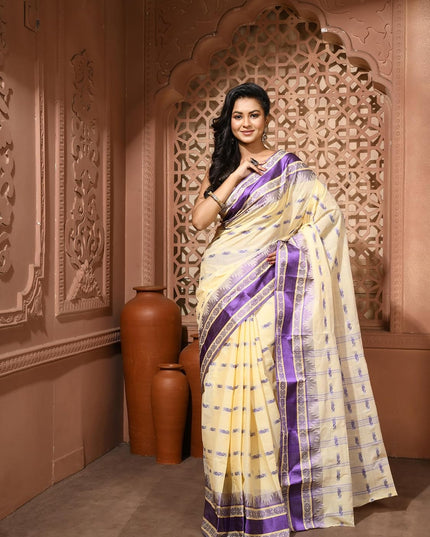 dB DESH BIDESH Women Traditional Pure Handloom Tant Cotton saree for woman KolkaMandir Latest, Design Without Blouse Piece