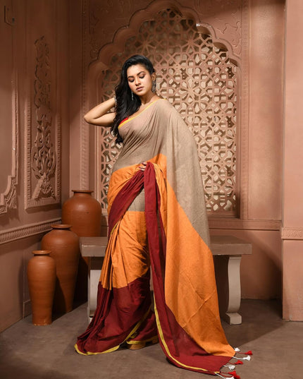 dB DESH BIDESH Women`s Cotton Sarees For Women Latest, Design Mehbooba Soft Mul Cotton Saree for Woman With Blouse Piece