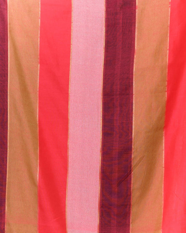 dB DESH BIDESH Women`s Mul Cotton Sarees Soft Zari Fancy Candy Latest, Design Party, Wear Cotton New Linen Saree For Woman With Blouse Piece (RED GREEN BROWN PINK)