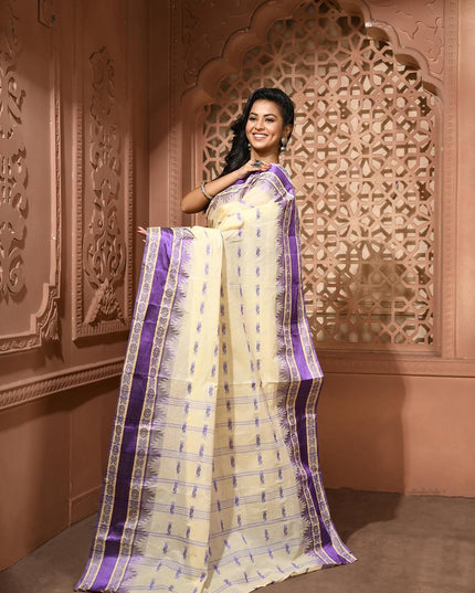 dB DESH BIDESH Women Traditional Pure Handloom Tant Cotton saree for woman KolkaMandir Latest, Design Without Blouse Piece