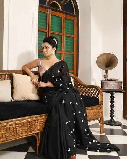 dB DESH BIDESH Women`s Soft Cotton Linen Embroidery Work Saree Mul Cotton Saree For Woman Dilruba Latest, Design Sarees With Blouse Piece