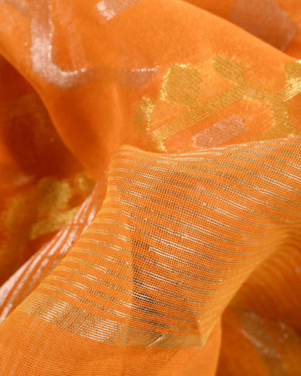 dB DESH BIDESH Women's Soft Cotton Silk Jamdani Sarees For Women for Party, Wear Linen Silk Saree Zarikatha Design Cotton saree for woman Without Blouse piece (Orange)