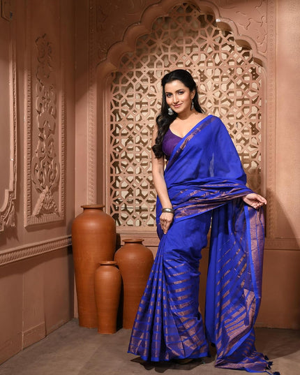 dB DESH BIDESH Women`s Silk Party, Wear Saree for woman latest, design Raatrani Fancy Style Soft Cotton Silk Gold Zari Sarees With Blouse Piece | Women Saree