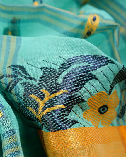 dB DESH BIDESH Women Cotton Sarees for Women Royal Patralika Design Handloom Tant Saree Daily Wear Traditional Bengali Cotton Saree Without Blouse Piece