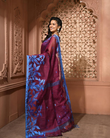 dB DESH BIDESH Women`s Cotton Linen Saree with Unstitched Blouse Piece and Floral Patamala Pattern | Women Saree for Special Occasion | Stylish Fancy Cotton Silk Sarees