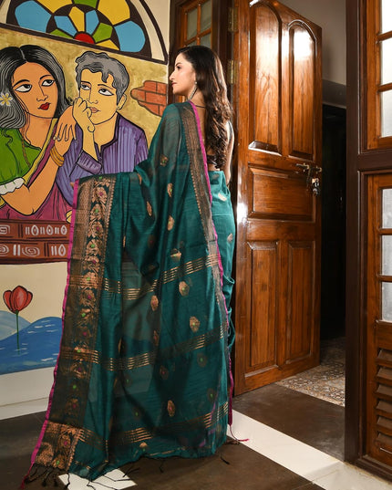 dB DESH BIDESH Women`s Pure Soft Silk Kanjivaram Kanchipuram Silk Saree With Varnikha Party, Wear Design With Blouse Piece For Wedding