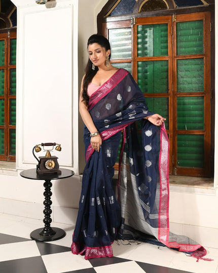 dB DESH BIDESH Women`s Cotton Silk Saree with Copper Zari Woven Mayurpankhi Design Soft Kanjivaram Cotton Silk Saree With Blouse Piece | Sari for women