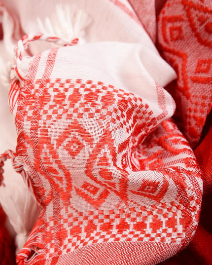 dB DESH BIDESH Women`s Soft Cotton Saree For Women Lal Pallavi Design Red White Bengal Festival Pure Handloom Cotton silk saree for woman With Blouse Piece