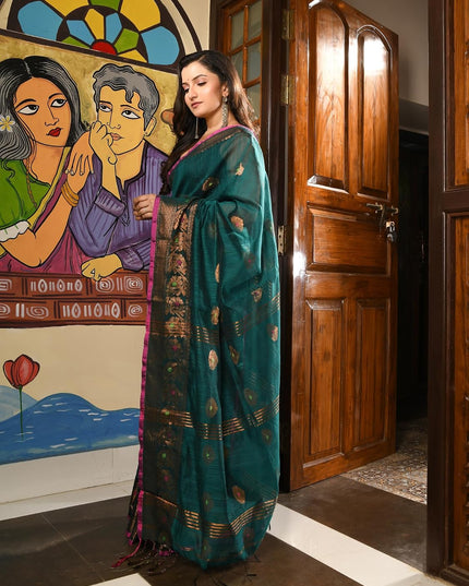 dB DESH BIDESH Women`s Pure Soft Silk Kanjivaram Kanchipuram Silk Saree With Varnikha Party, Wear Design With Blouse Piece For Wedding