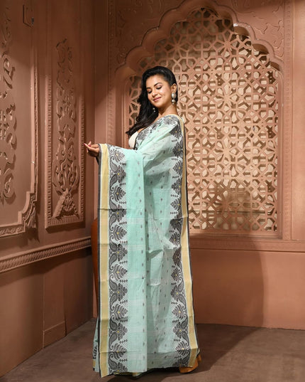 dB DESH BIDESH Cotton Saree For Woman Karupallav Design Border Traditional Tant Handloom Cotton Saree For Women Latest, Design Daily Wear Sari for Women Without Blouse Piece