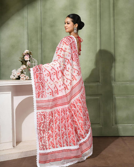 dB DESH BIDESH Women's Cotton Silk Soft Jamdani Saree Fancy Lace Border Jamdani Sarees For Women Without Blouse Piece