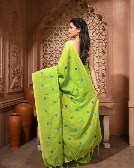 dB DESH BIDESH Women`s Soft Cotton Linen Embroidery Work Saree Mul Cotton Saree For Woman Dilruba Latest, Design Sarees With Blouse Piece