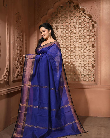 dB DESH BIDESH Women's Soft Silk Saree For festival Party, Wear Cotton Silk Noor-E-Rang Gold Zari Border Style Sari With Blouse Piece