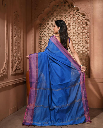 dB DESH BIDESH Women's Soft Silk Saree For festival Party, Wear Cotton Silk Noor-E-Rang Gold Zari Border Style Sari With Blouse Piece