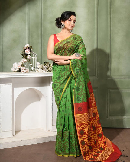 dB DESH BIDESH Women`s Saree for Woman Cotton Silk Bonoshree Printed Soft Cotton Saree for Daily Office wear Women Saree with Blouse Piece