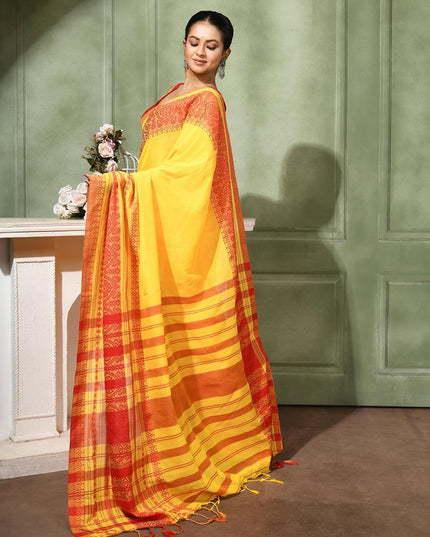 dB DESH BIDESH Women`s Cotton Linen Sarees For Women Nakshipar Design Bengal Handloom Mulmul Cotton Saree for women with unstitched Blouse Piece