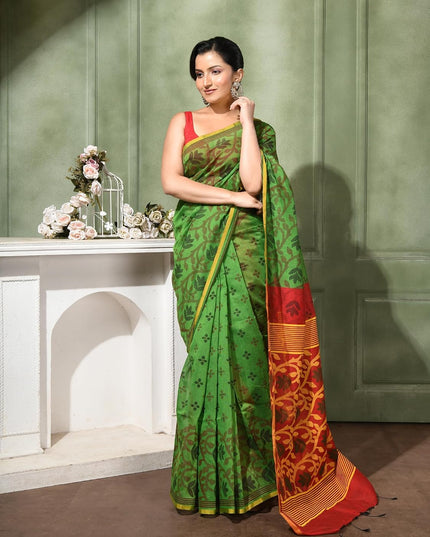 dB DESH BIDESH Women`s Saree for Woman Cotton Silk Bonoshree Printed Soft Cotton Saree for Daily Office wear Women Saree with Blouse Piece