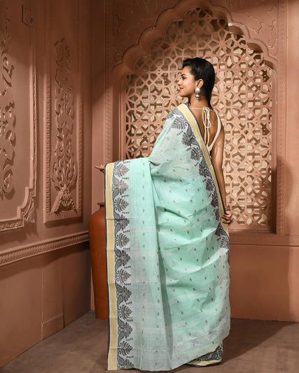 dB DESH BIDESH Cotton Saree For Woman Karupallav Design Border Traditional Tant Handloom Cotton Saree For Women Latest, Design Daily Wear Sari for Women Without Blouse Piece