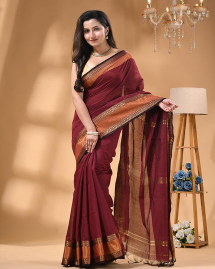 dB DESH BIDESH Women's Soft Silk Saree For festival Party, Wear Cotton Silk Noor-E-Rang Gold Zari Border Style Sari With Blouse Piece