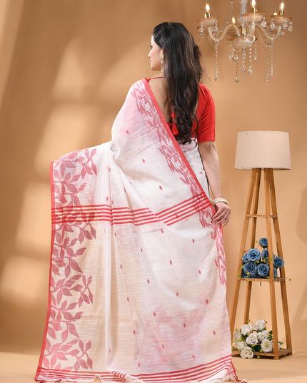 dB DESH BIDESH Women`s Cotton Linen Saree with Unstitched Blouse Piece and Floral Patamala Pattern | Women Saree for Special Occasion | Stylish Fancy Cotton Silk Sarees