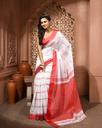 dB DESH BIDESH Women`s Pure Soft Spun Cotton Lichi Silk Saree For Women Jharna Rekha Latest, New Woven Design Unstitch Blouse Piece | Saree for woman