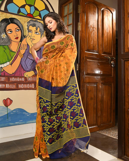dB DESH BIDESH Women`s Saree for Woman Cotton Silk Bonoshree Printed Soft Cotton Saree for Daily Office wear Women Saree with Blouse Piece