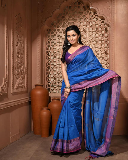 dB DESH BIDESH Women's Soft Silk Saree For festival Party, Wear Cotton Silk Noor-E-Rang Gold Zari Border Style Sari With Blouse Piece
