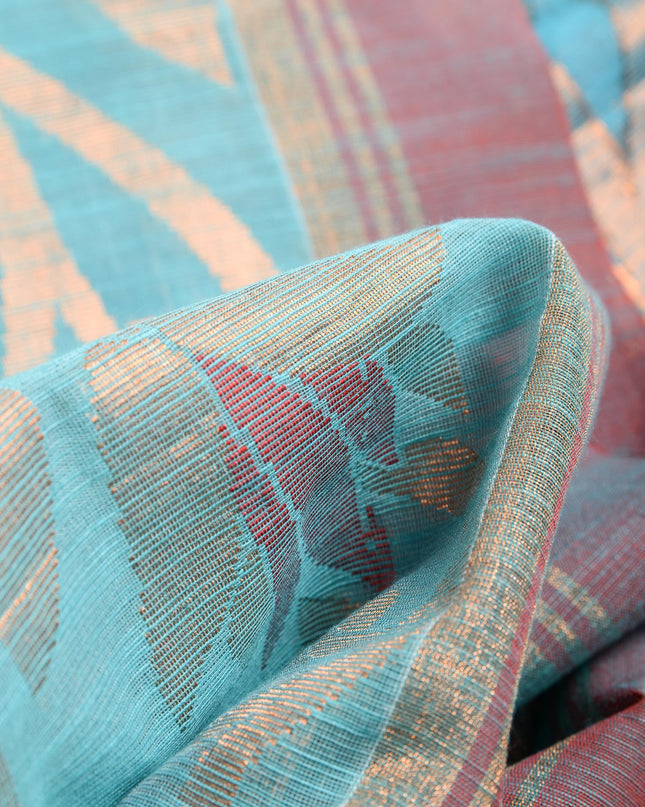 dB DESH BIDESH Women`s Cotton Silk Saree with Gold Zari Floral Woven Svarna Lata Design Soft Modal Silk Women Saree With Blouse Piece | Sari for women (Sky Blue)
