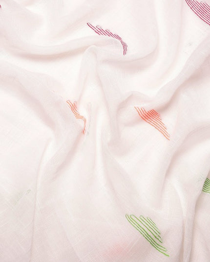 DESH BIDESH White & Pink Geometric Design Pure Cotton Taant Saree