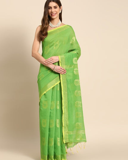 DESH BIDESH Ethnic Motifs Zari Taant Saree