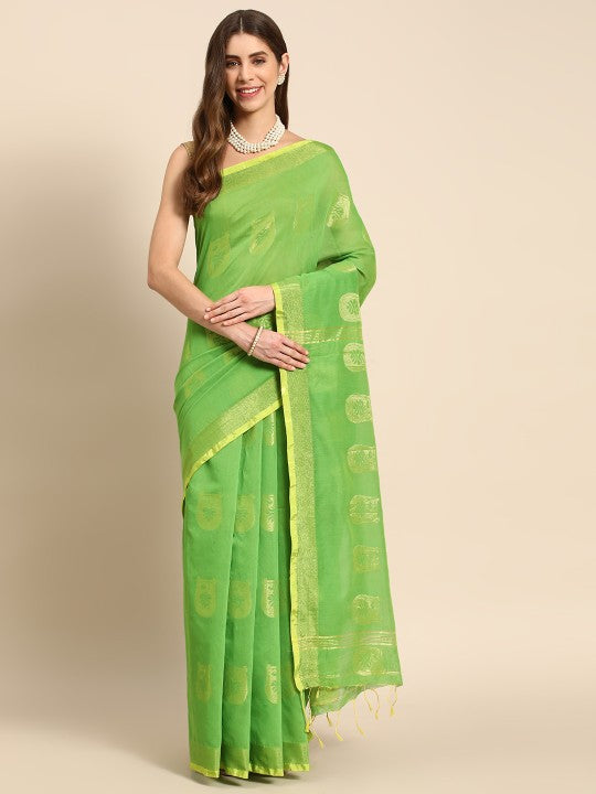 DESH BIDESH Ethnic Motifs Zari Taant Saree