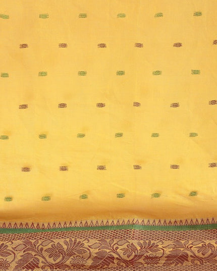 DESH BIDESH Yellow Ethnic Motifs Pure Cotton Taant Saree