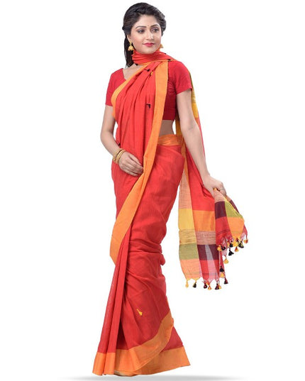 DESH BIDESH Striped Pure Cotton Handloom Taant Saree