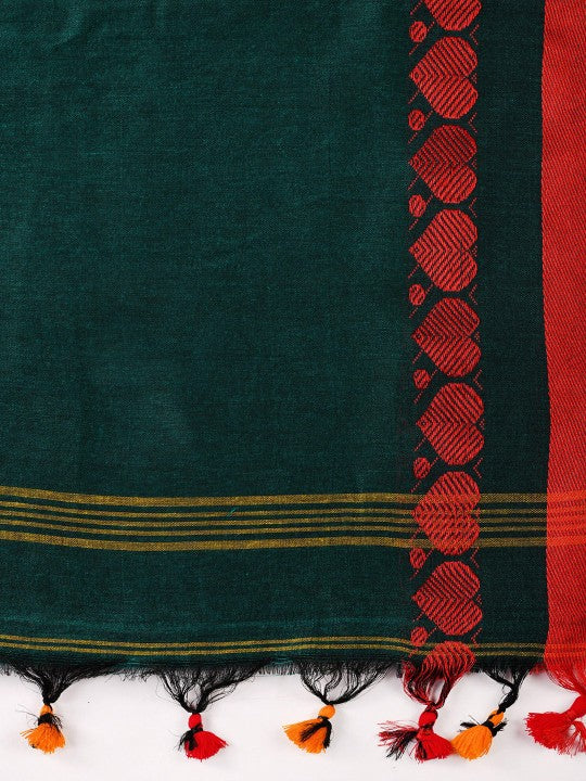 DESH BIDESH Ethnic Motifs Woven Design Pure Cotton Taant Saree