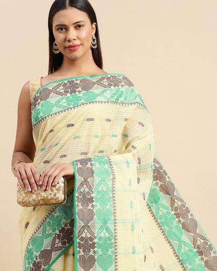 DESH BIDESH Woven Design Pure Cotton Taant Saree