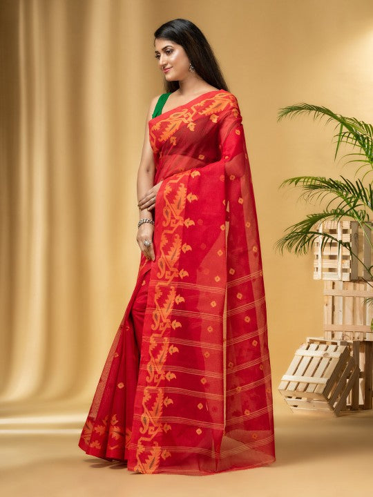 DESH BIDESH Ethnic Motifs Woven Design Pure Cotton Taant Saree