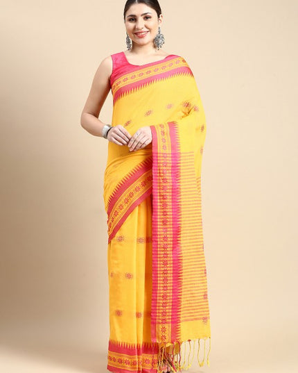 DESH BIDESH Woven Design Ethnic Motifs Pure Cotton Taant Saree