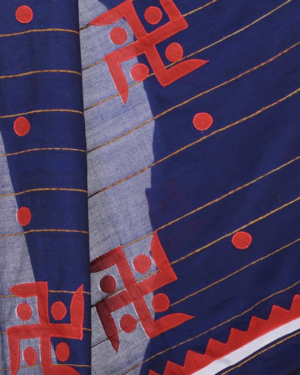 DESH BIDESH Striped Swastik Designed Pure Cotton Traditional Taant Saree